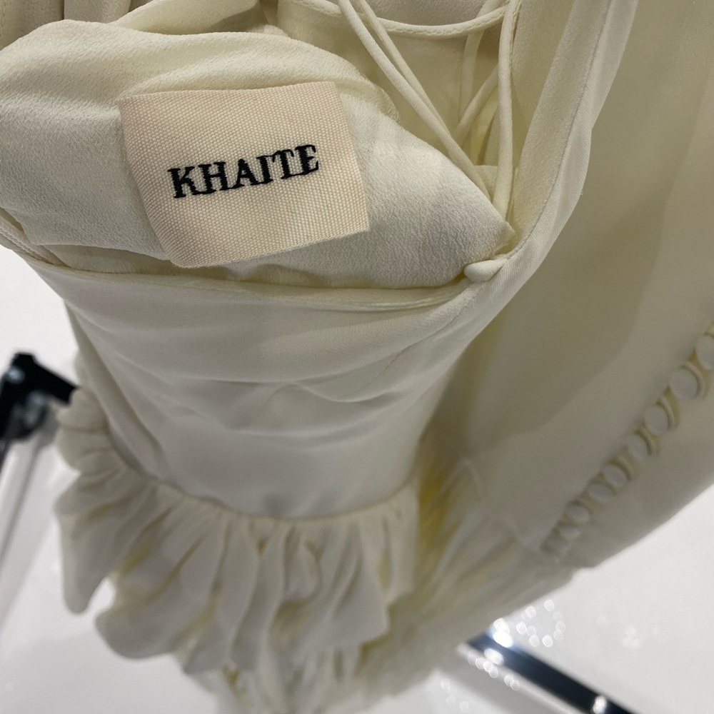 KHAITE Maryam Open-back Ruffled Pleated Silk Crepe de Chine Maxi Dress - Picture 10 of 12